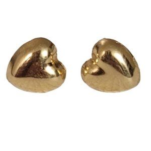 14k Yellow Gold Small Puffy Heart Post Earrings E83